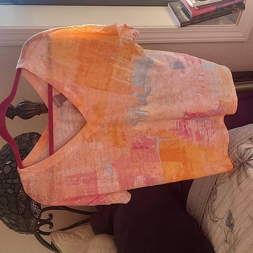 Pretty pastel spring/ summer linen t-shirt from Chicos